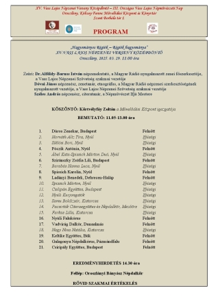 Oroszlányi Középdöntő - program