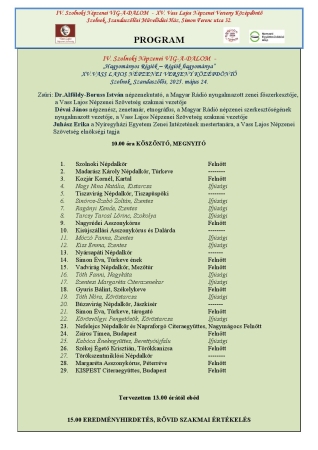 Szolnoki Középdöntő - program